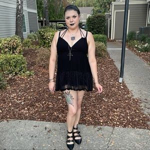 Black Gauze Tie Dress